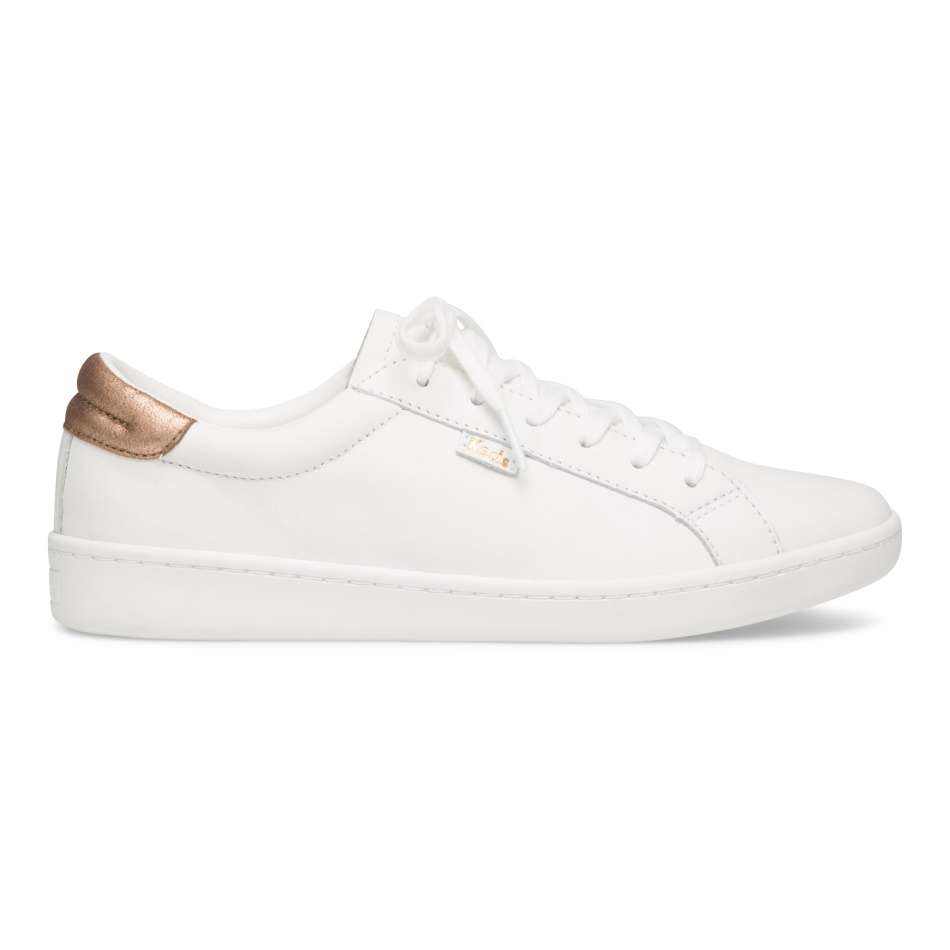 Zapatillas Keds Mujer Ace Cuero Metalizado Blanco-oro Rosa
