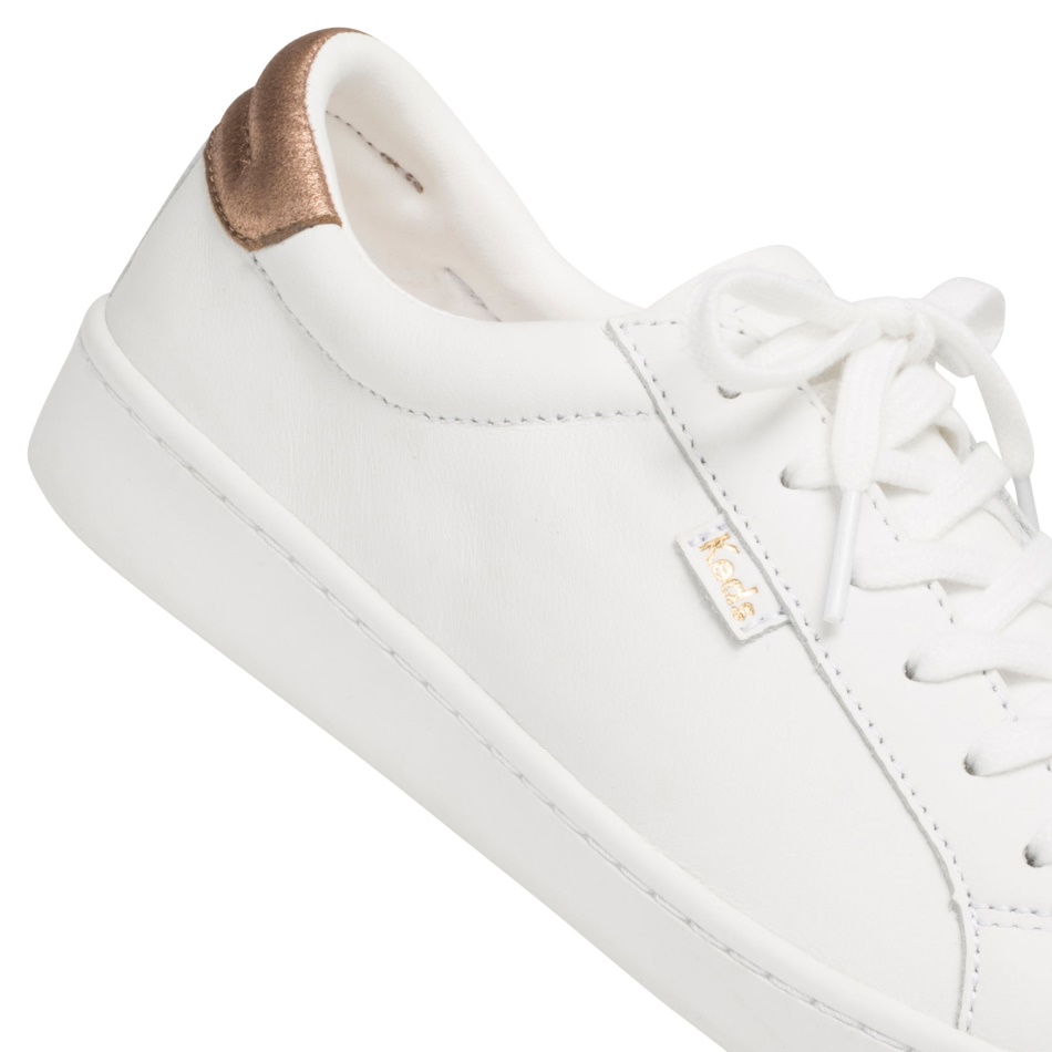 Zapatillas Keds Mujer Ace Cuero Metalizado Blanco-oro Rosa