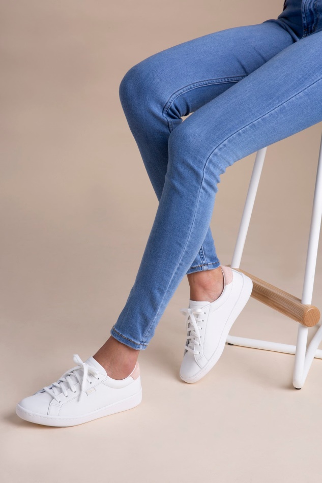 Zapatos Keds Mujer Ace Cuero Blanco Rubor