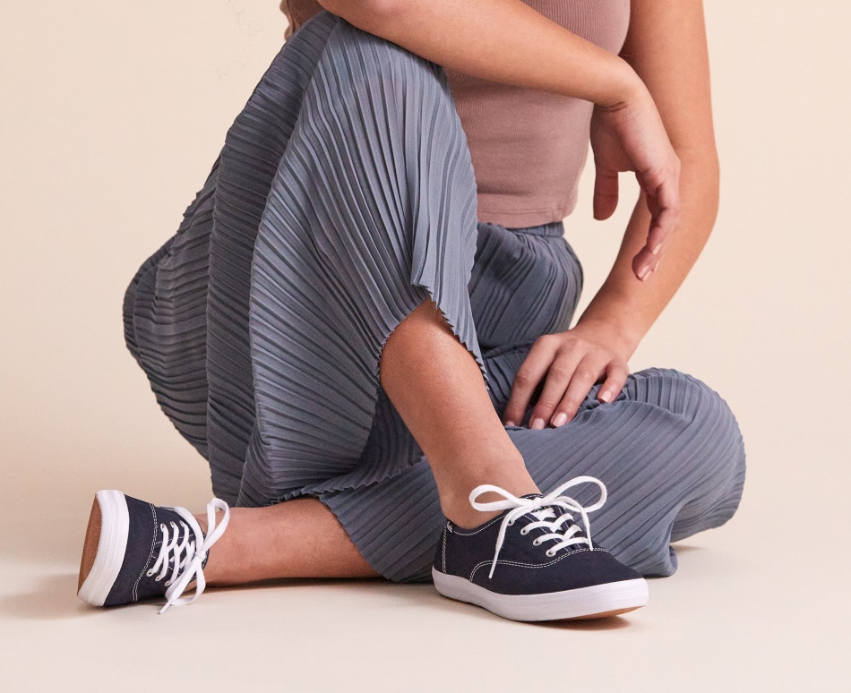 Keds Champion Lona De Algodón Orgánico Para Mujer, Azul Marino