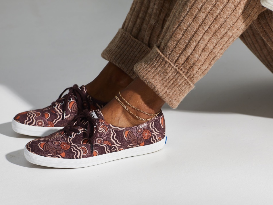 Keds Champion Algodón Orgánico Ondulado Floral Burdeos Para Mujer