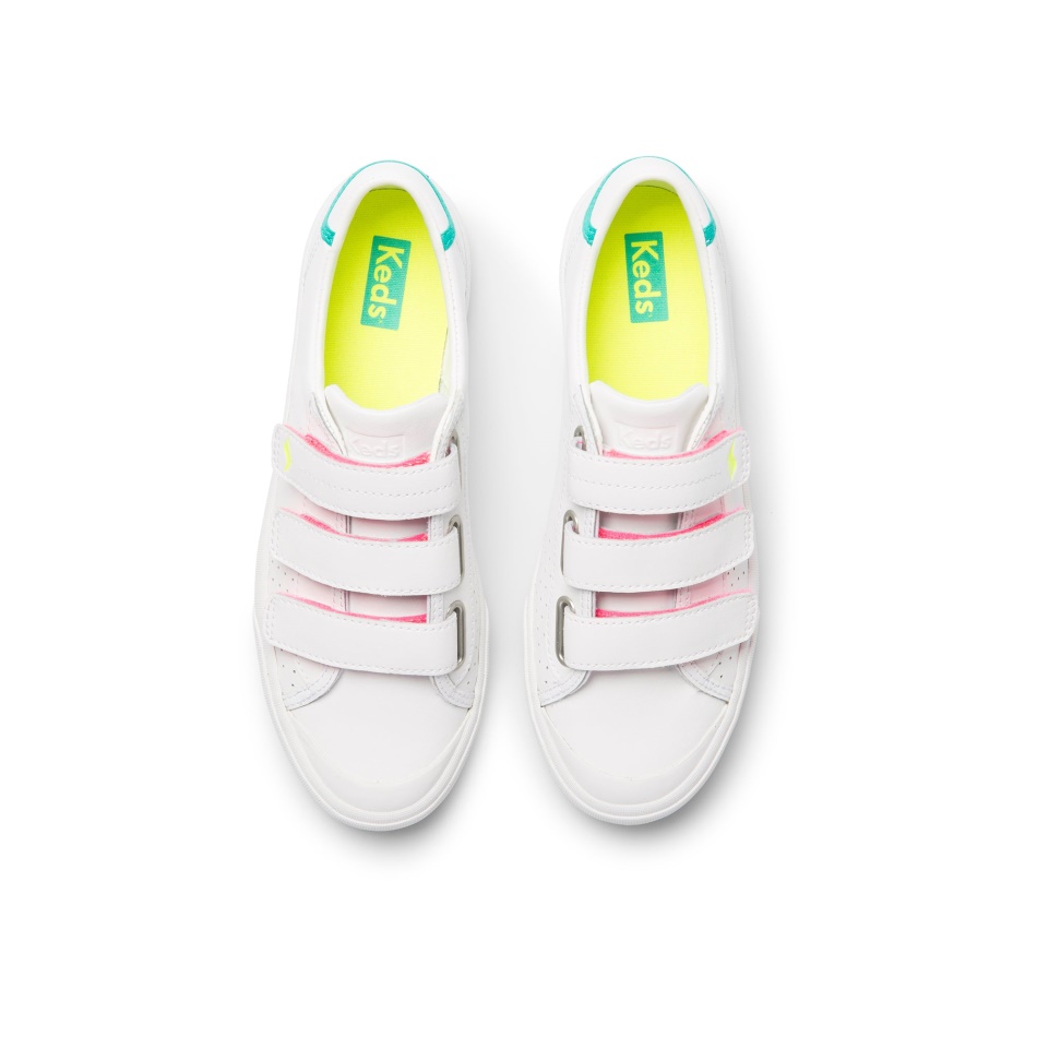 Keds Crew Kick 75 V Para Mujer Cuero Blanco-verde Azulado