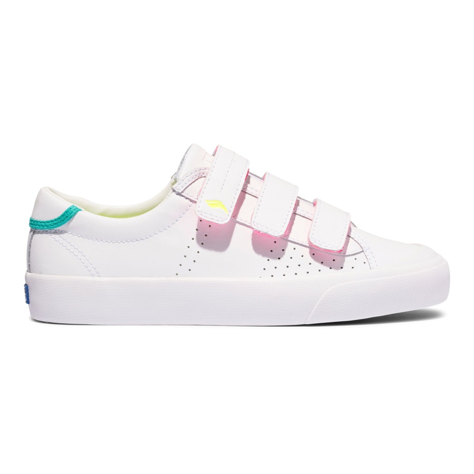Keds Crew Kick 75 V Para Mujer Cuero Blanco-verde Azulado
