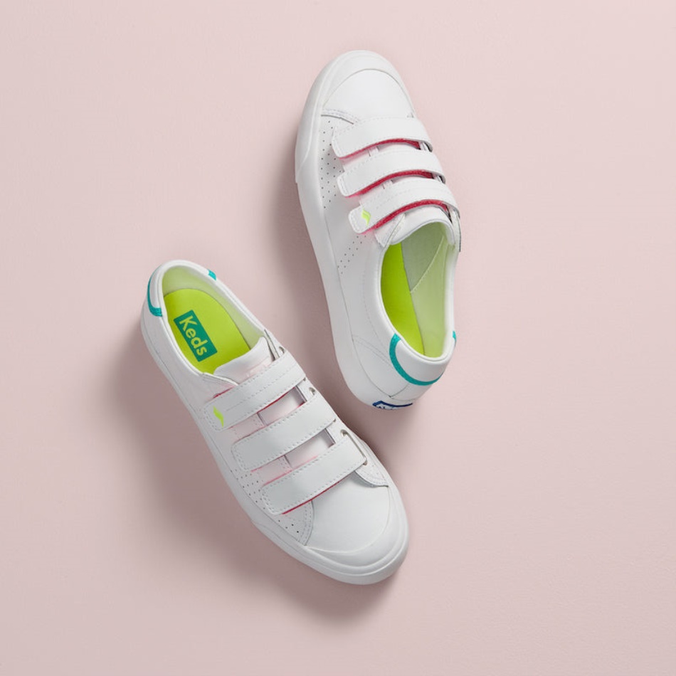 Keds Crew Kick 75 V Para Mujer Cuero Blanco-verde Azulado