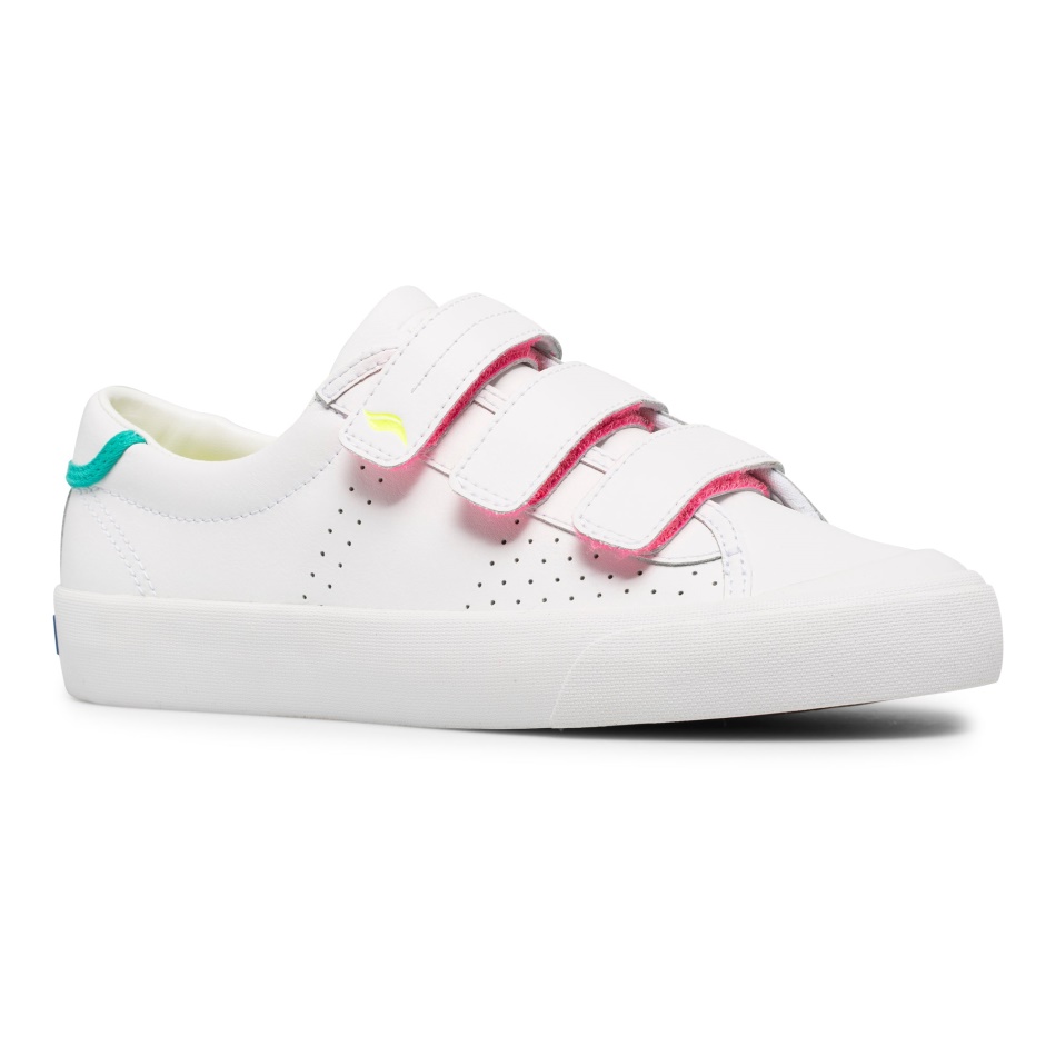 Keds Crew Kick 75 V Para Mujer Cuero Blanco-verde Azulado