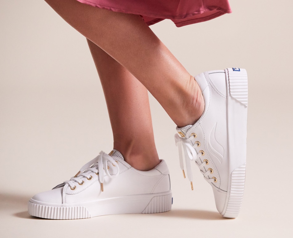 Keds Mujer Crew Kick Alto Cuero Blanco