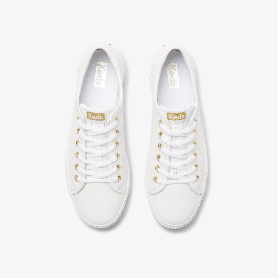 Keds Mujer Crew Kick Alto Cuero Blanco