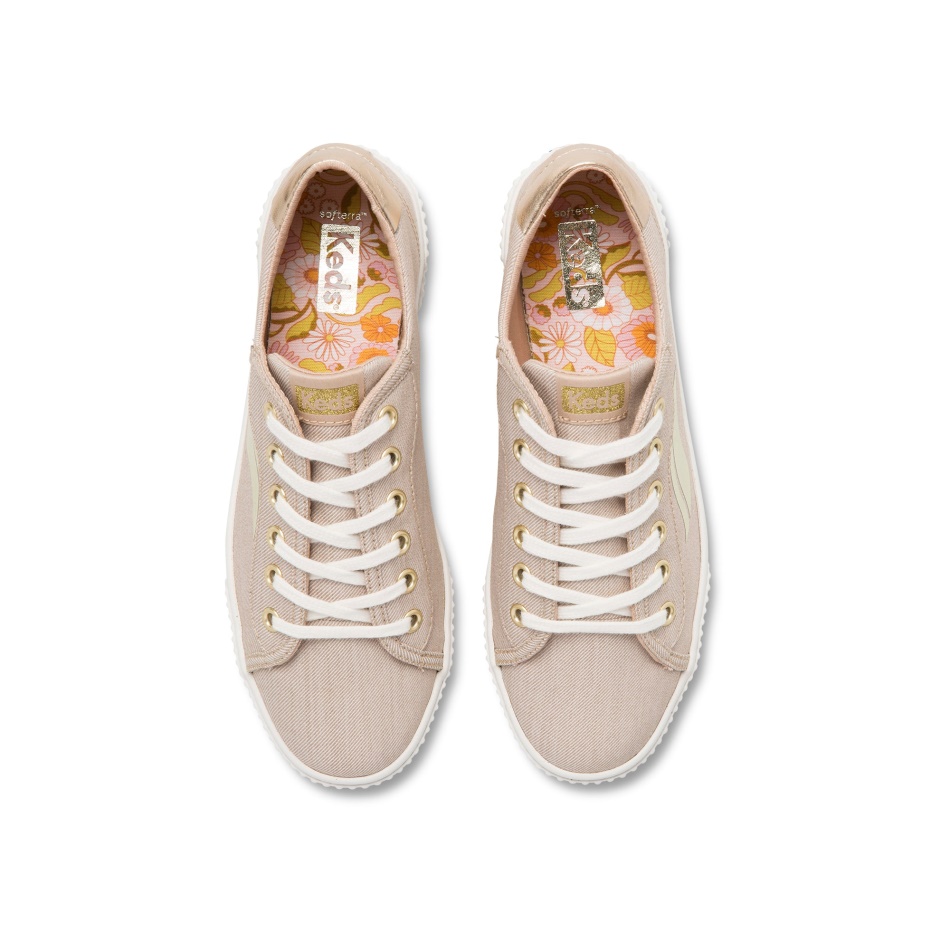 Keds Crew Kick Alto Para Mujer, Sarga Suave, Color Topo