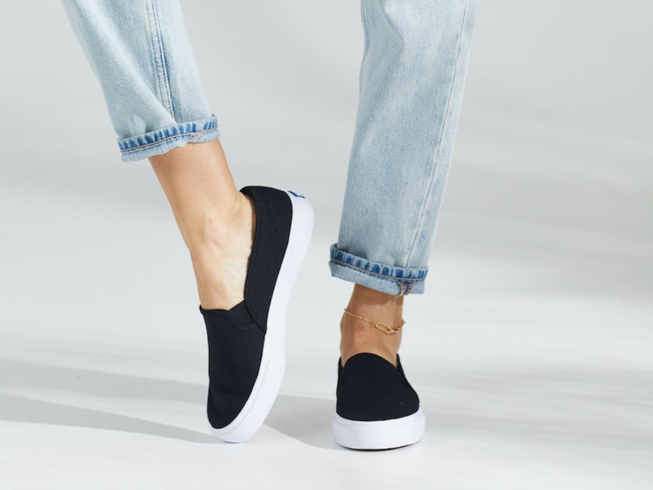 Keds De Lona De Dos Pisos Para Mujer, Color Negro