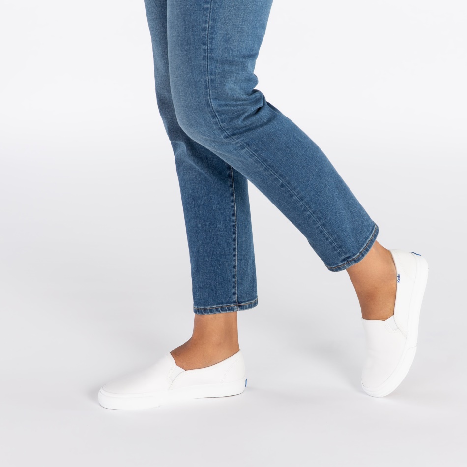 Keds Mujer Double Decker Cuero Blanco