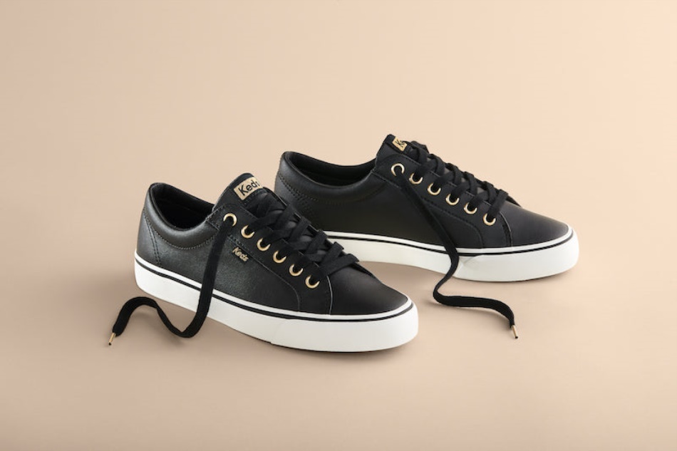 Keds Mujer Jump Kick Cuero Negro-Oro