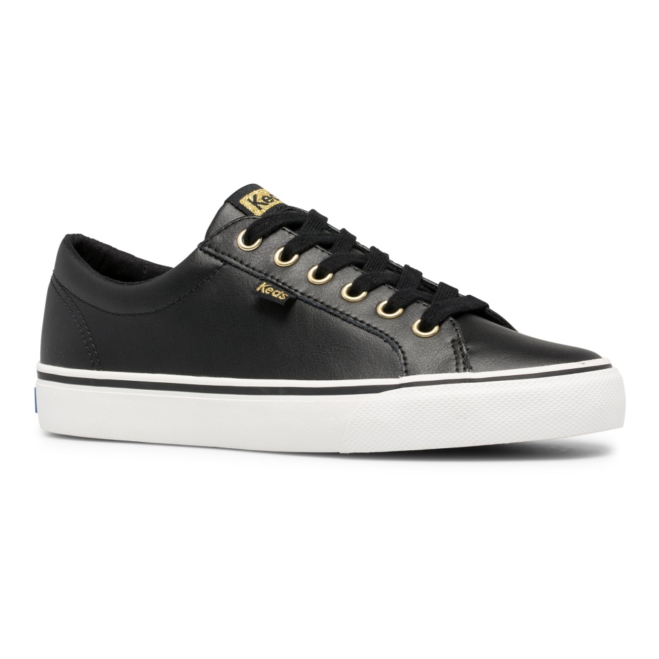 Keds Mujer Jump Kick Cuero Negro-Oro