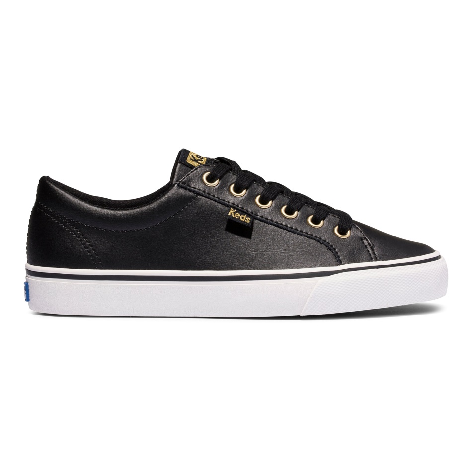 Keds Mujer Jump Kick Cuero Negro-Oro
