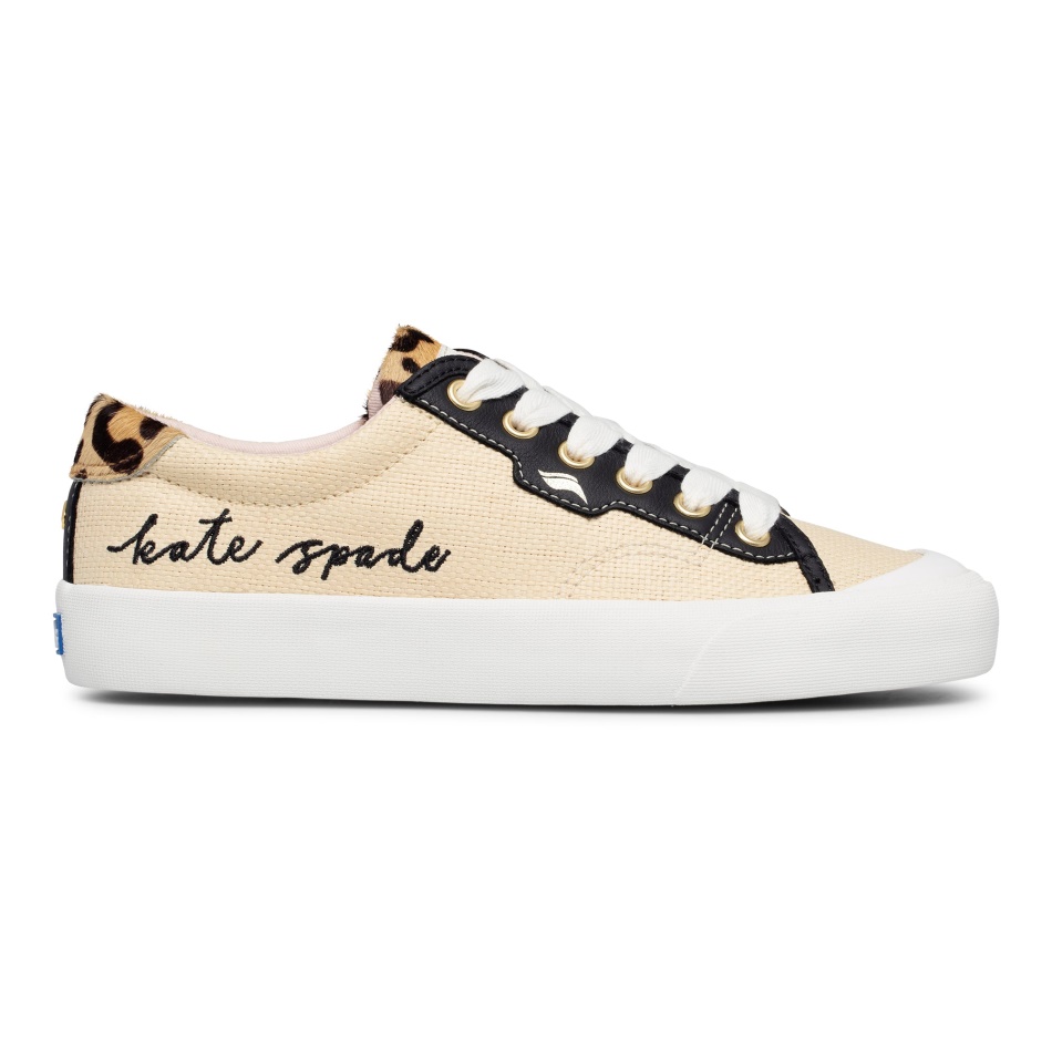 Keds Mujer Keds X Kate Spade New York Crew Kick Cuero Rafia Negro-tan