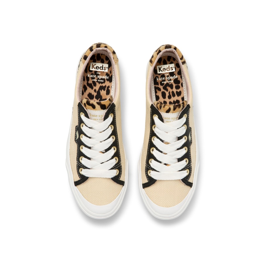 Keds Mujer Keds X Kate Spade New York Crew Kick Cuero Rafia Negro-tan