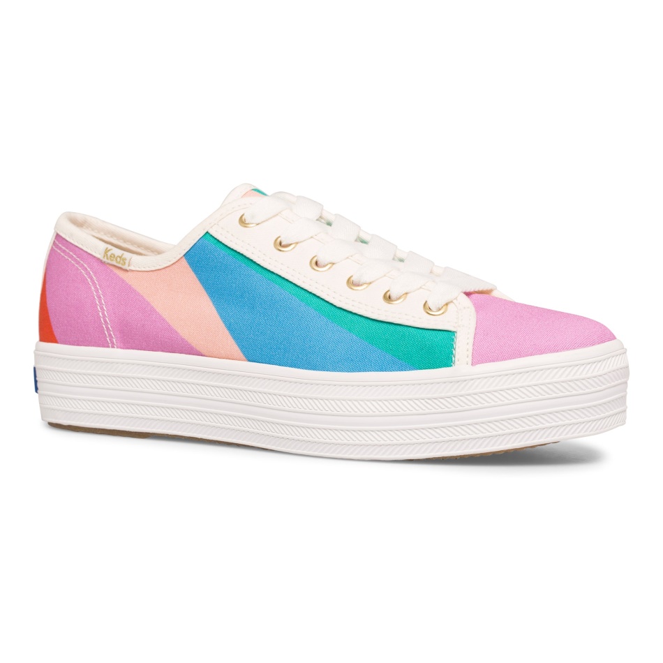 Keds Mujer Keds X Kate Spade New York Triple Kick Lona Multi Rayas Rosa Multi
