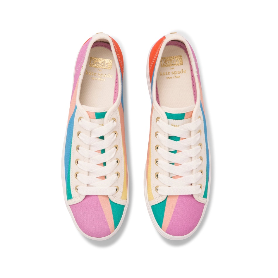 Keds Mujer Keds X Kate Spade New York Triple Kick Lona Multi Rayas Rosa Multi