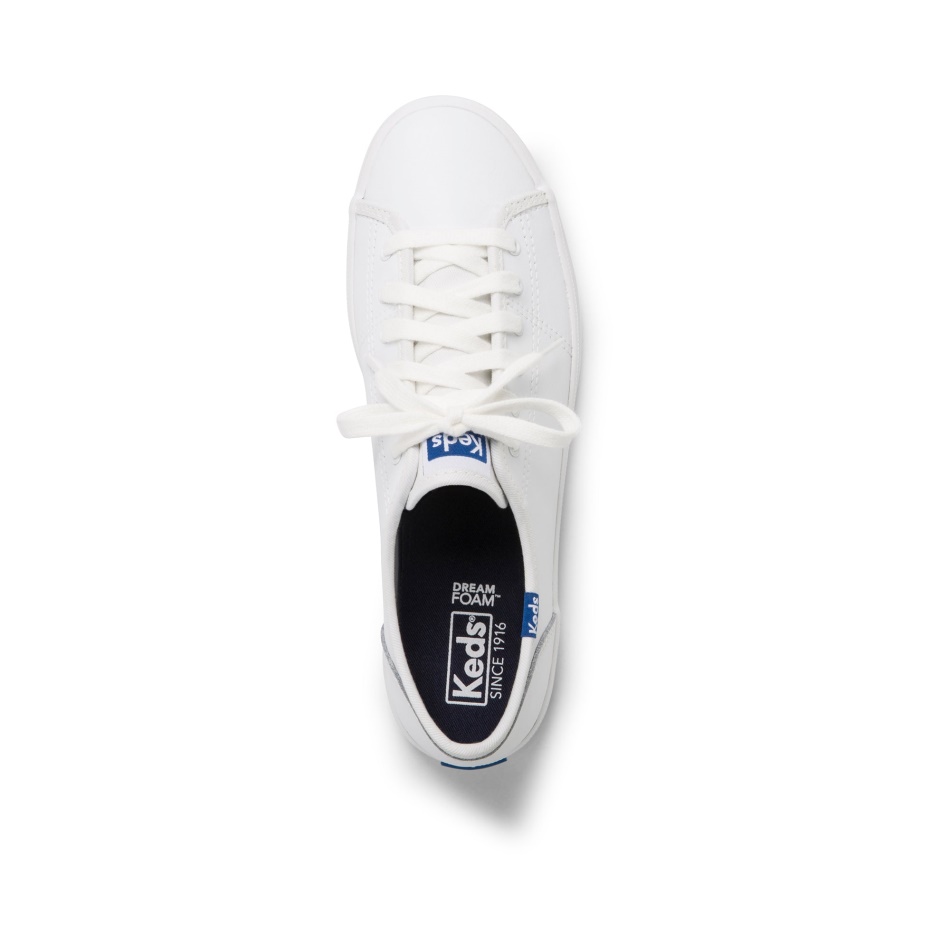 Keds Mujer Kickstart Retro Court Cuero Blanco-Azul