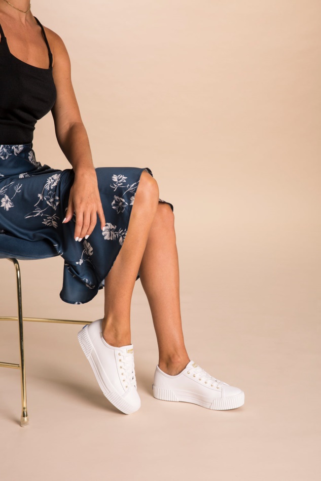 Keds Mujer Triple Kick Amp Cuero Blanco