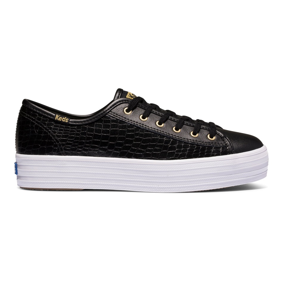 Keds Mujer Triple Kick Croc Cuero Negro