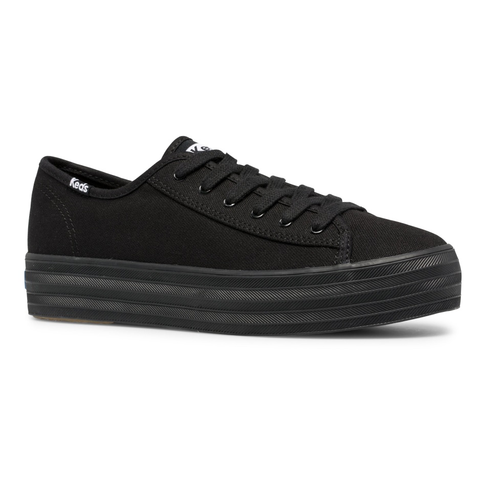 Hazaña De Triple Patada De Las Mujeres De Keds. Algodón Orgánico Negro Negro