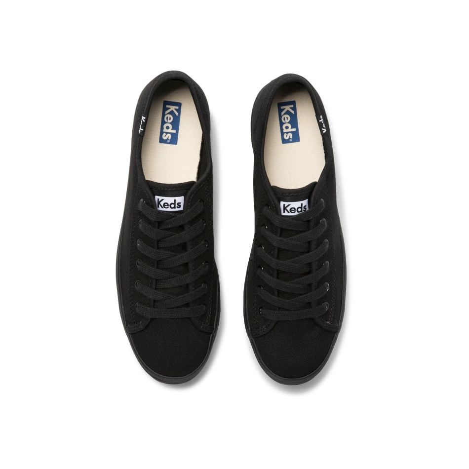 Hazaña De Triple Patada De Las Mujeres De Keds. Algodón Orgánico Negro Negro