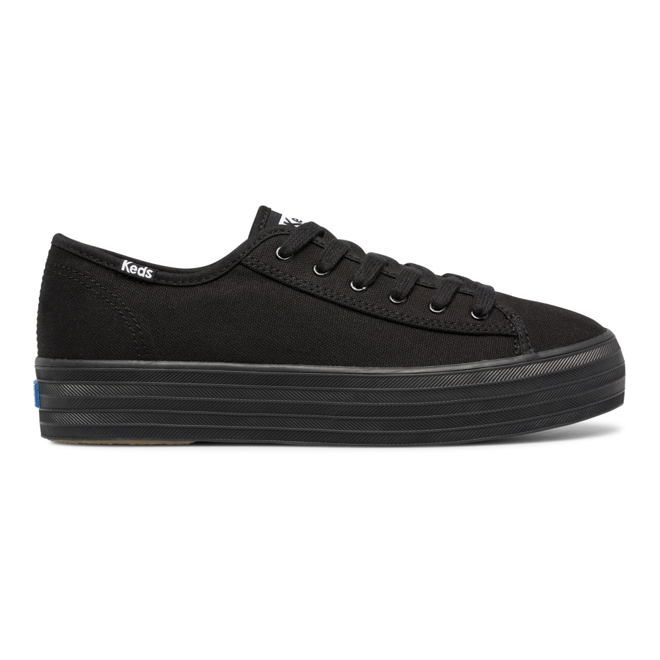 Hazaña De Triple Patada De Las Mujeres De Keds. Algodón Orgánico Negro Negro