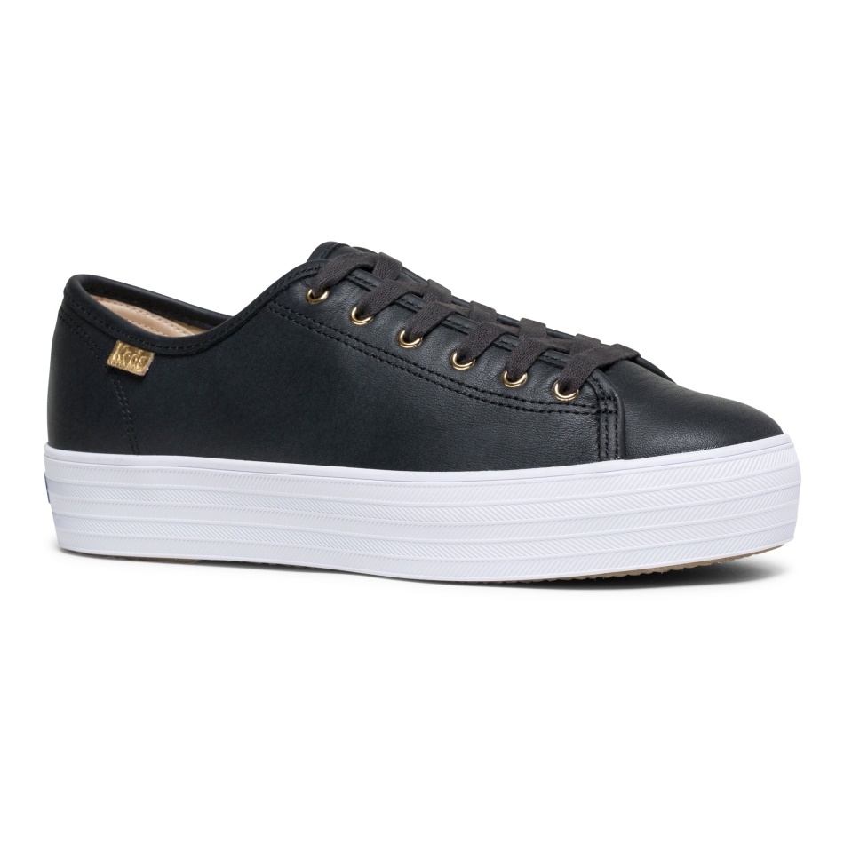 Keds Mujer Triple Kick Luxe Cuero Negro