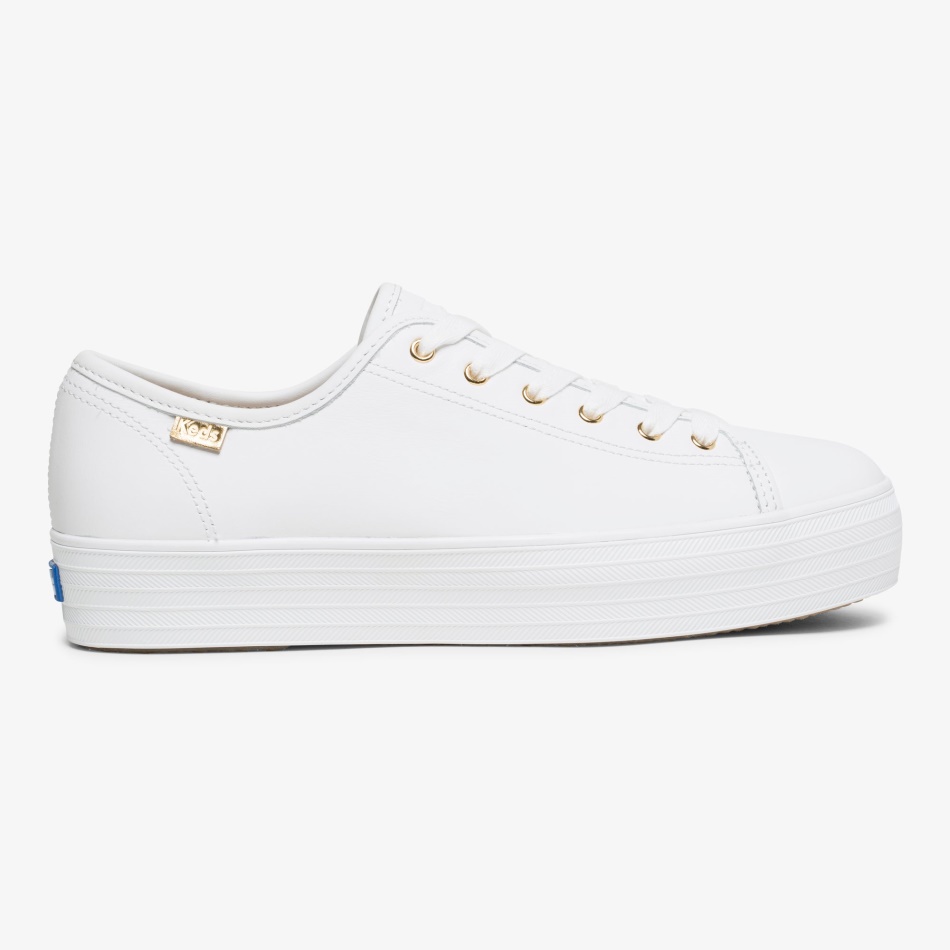 Zapatillas Keds Mujer Triple Kick Luxe Cuero Blancas
