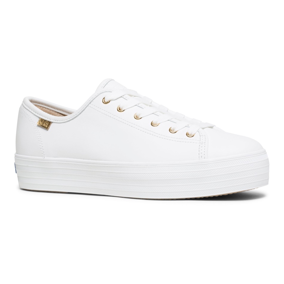 Zapatillas Keds Mujer Triple Kick Luxe Cuero Blancas