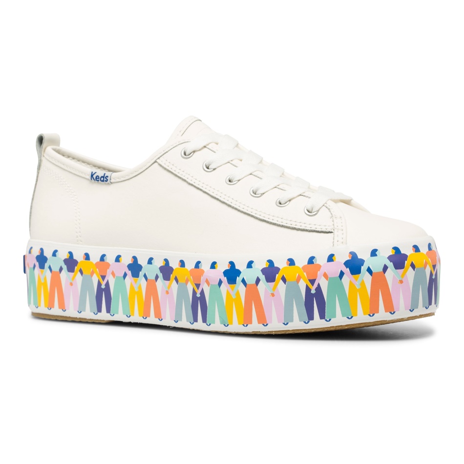 Keds Mujer Triple Up Leather Rainbow People De Elizabeth Olwen Blanco Multi